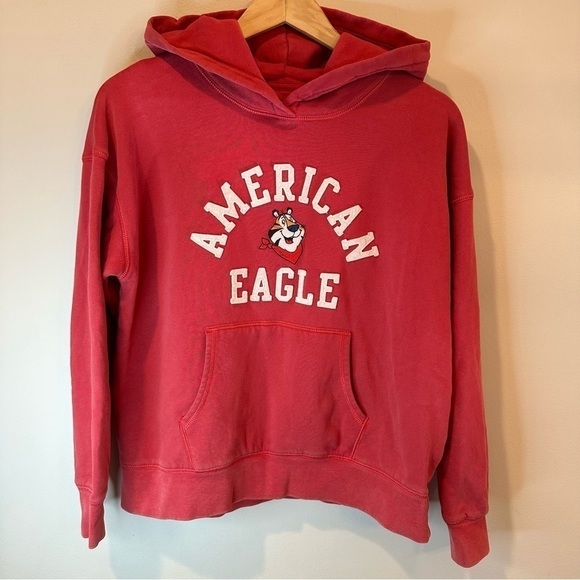 American Eagle x Kelloggs Tony the Tiger‎ Red Pullover Hoodie Men's XXS - Picture 1 of 10